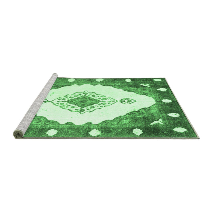 Sideview of Machine Washable Abstract Emerald Green Contemporary Area Rugs, wshcon618emgrn