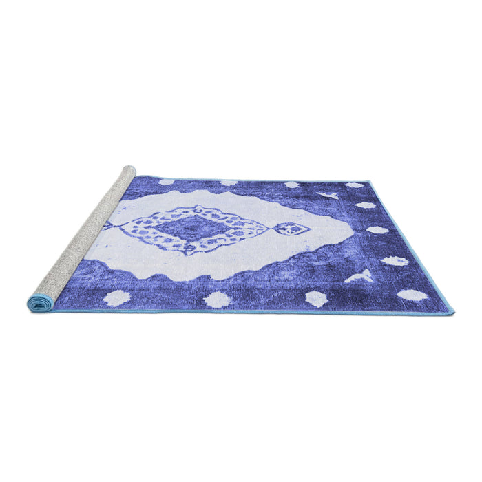 Sideview of Machine Washable Abstract Blue Contemporary Rug, wshcon618blu