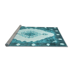 Sideview of Machine Washable Abstract Light Blue Contemporary Rug, wshcon618lblu