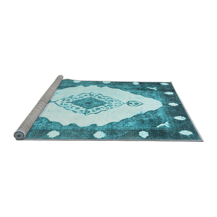 Sideview of Machine Washable Abstract Light Blue Contemporary Rug, wshcon618lblu