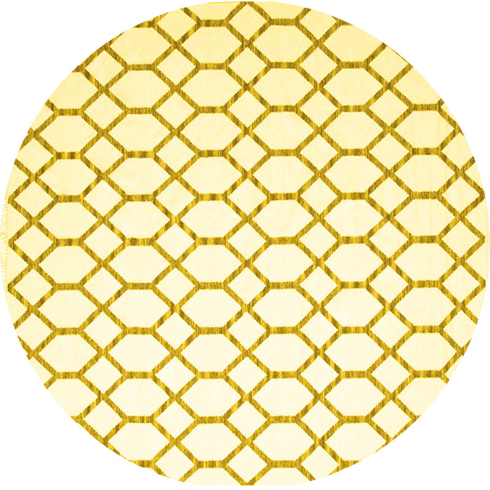Round Machine Washable Terrilis Yellow Contemporary Rug, wshcon619yw