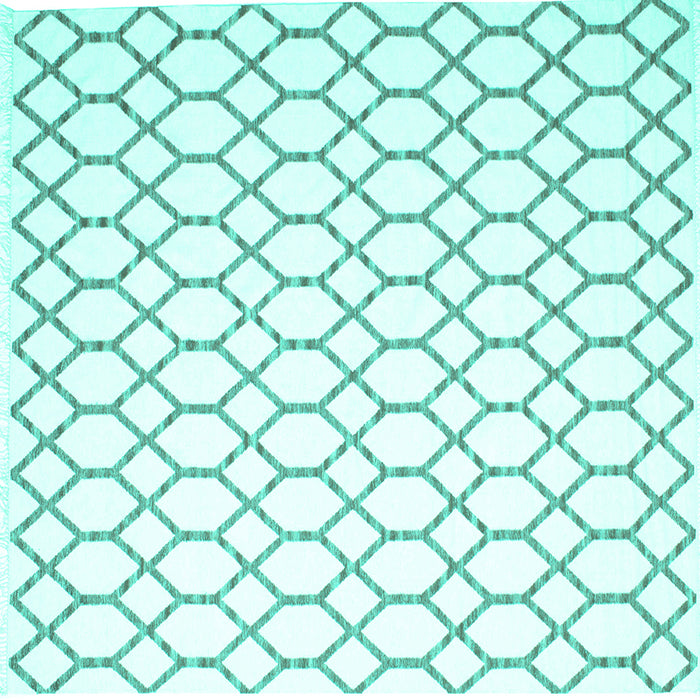 Square Machine Washable Terrilis Turquoise Contemporary Area Rugs, wshcon619turq