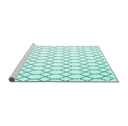 Sideview of Machine Washable Terrilis Turquoise Contemporary Area Rugs, wshcon619turq