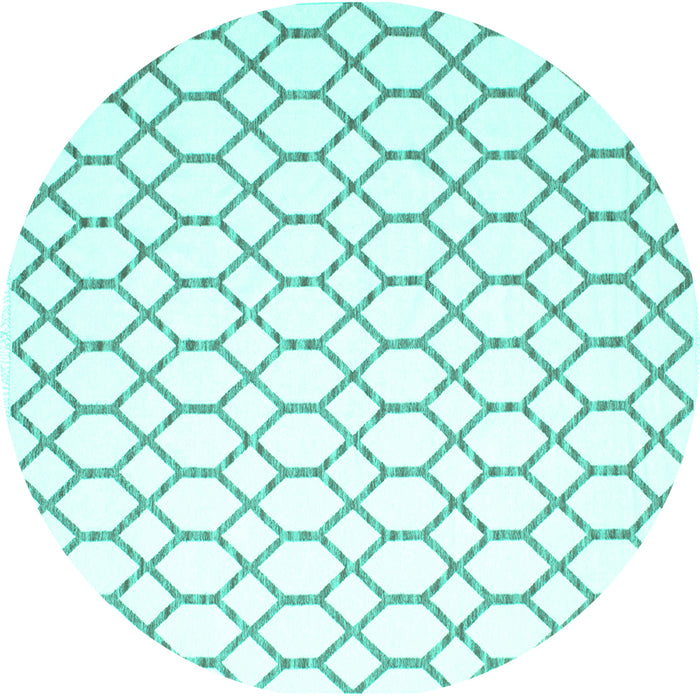 Round Machine Washable Terrilis Turquoise Contemporary Area Rugs, wshcon619turq