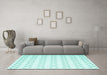 Machine Washable Terrilis Turquoise Contemporary Area Rugs in a Living Room,, wshcon619turq