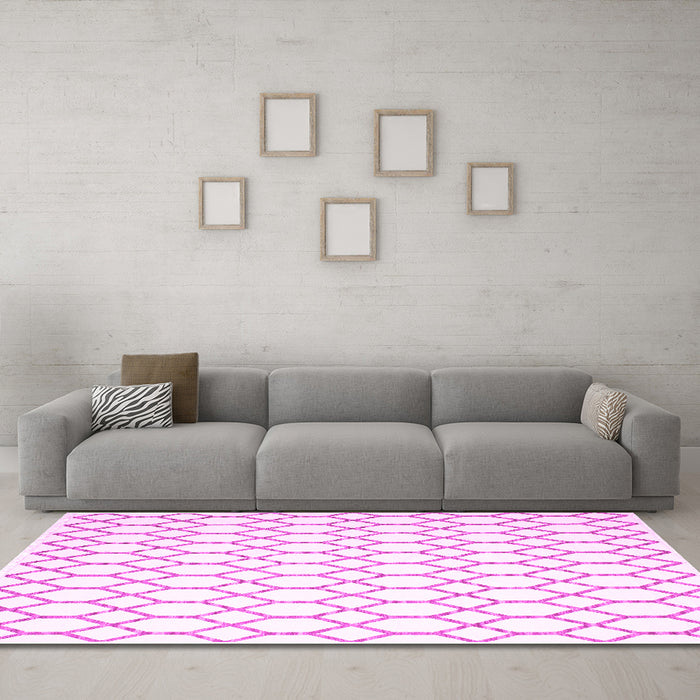 Machine Washable Terrilis Pink Contemporary Rug in a Living Room, wshcon619pnk
