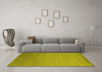 Machine Washable Abstract Yellow Contemporary Rug, wshcon61yw