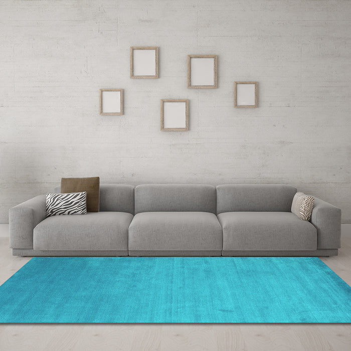 Machine Washable Abstract Turquoise Contemporary Area Rugs in a Living Room,, wshcon61turq