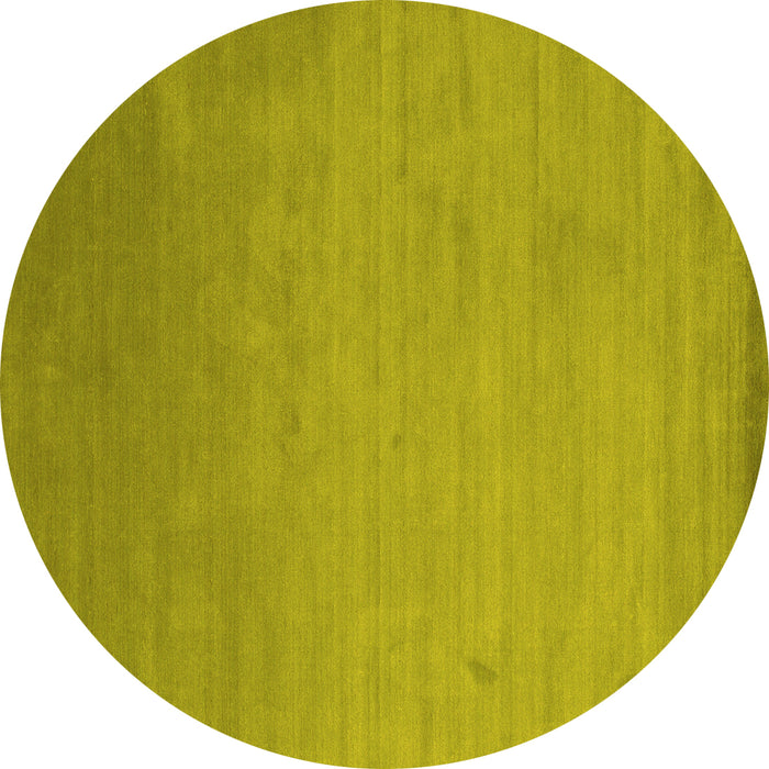 Round Machine Washable Abstract Yellow Contemporary Rug, wshcon61yw