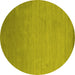 Round Abstract Yellow Contemporary Rug, con61yw