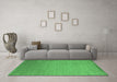 Machine Washable Abstract Emerald Green Contemporary Area Rugs in a Living Room,, wshcon61emgrn