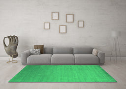 Machine Washable Abstract Green Contemporary Area Rugs in a Living Room,, wshcon61grn