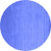 Round Abstract Blue Contemporary Rug, con61blu