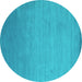 Round Abstract Turquoise Contemporary Rug, con61turq