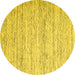 Round Abstract Yellow Contemporary Rug, con620yw