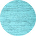 Round Abstract Light Blue Contemporary Rug, con620lblu