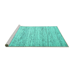 Sideview of Machine Washable Abstract Turquoise Contemporary Area Rugs, wshcon620turq