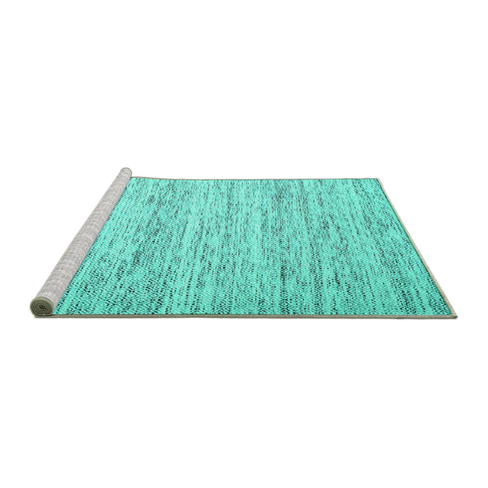Sideview of Machine Washable Abstract Turquoise Contemporary Area Rugs, wshcon620turq