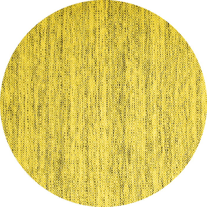 Round Machine Washable Abstract Yellow Contemporary Rug, wshcon620yw