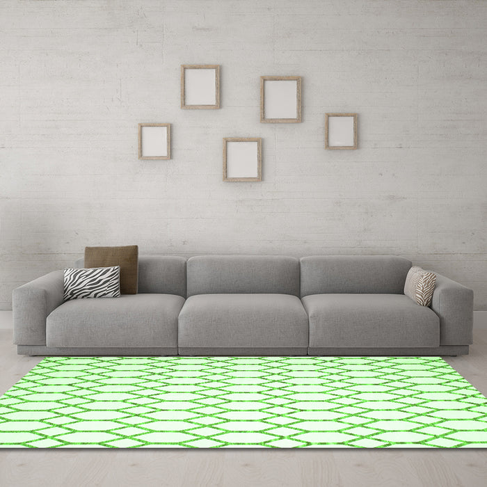 Machine Washable Terrilis Green Contemporary Area Rugs in a Living Room,, wshcon621grn