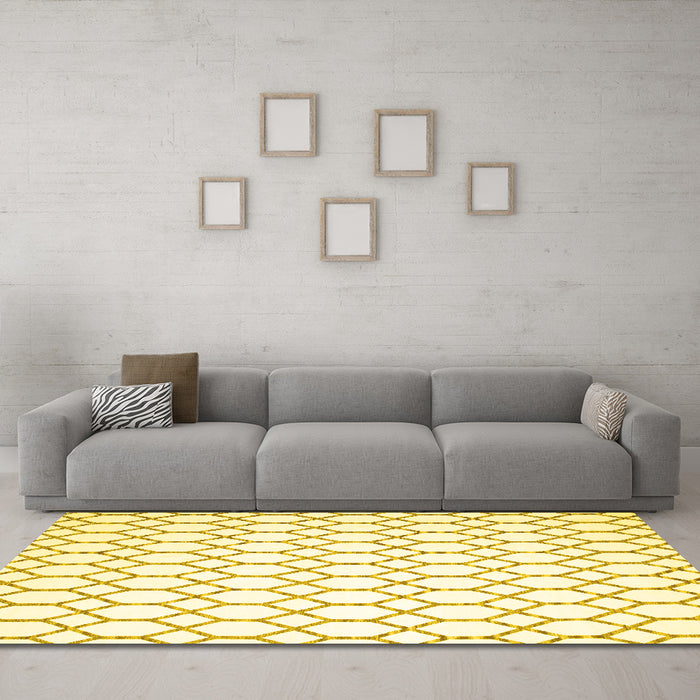 Machine Washable Terrilis Yellow Contemporary Rug in a Living Room, wshcon621yw