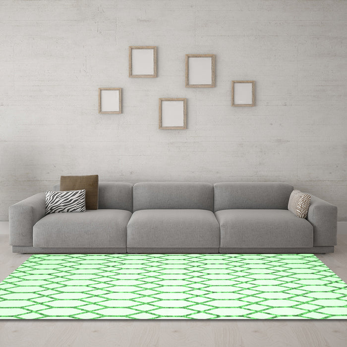 Machine Washable Terrilis Emerald Green Contemporary Area Rugs in a Living Room,, wshcon621emgrn