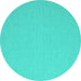 Round Abstract Turquoise Contemporary Rug, con622turq