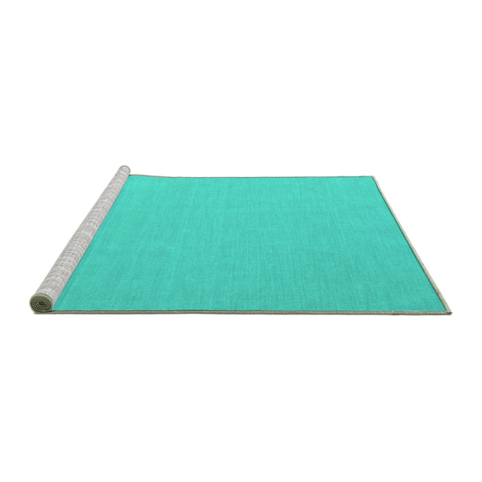 Sideview of Machine Washable Abstract Turquoise Contemporary Area Rugs, wshcon622turq