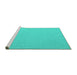 Sideview of Machine Washable Abstract Turquoise Contemporary Area Rugs, wshcon622turq