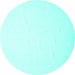 Round Solid Turquoise Modern Rug, con623turq