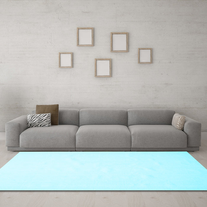 Machine Washable Solid Light Blue Modern Rug in a Living Room, wshcon623lblu