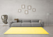 Machine Washable Solid Yellow Modern Rug in a Living Room, wshcon623yw