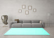 Machine Washable Solid Turquoise Modern Area Rugs in a Living Room,, wshcon623turq