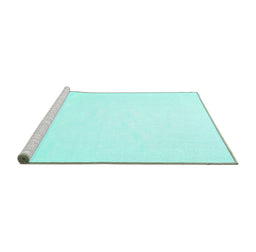 Sideview of Machine Washable Solid Turquoise Modern Area Rugs, wshcon623turq