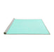 Sideview of Machine Washable Solid Turquoise Modern Area Rugs, wshcon623turq