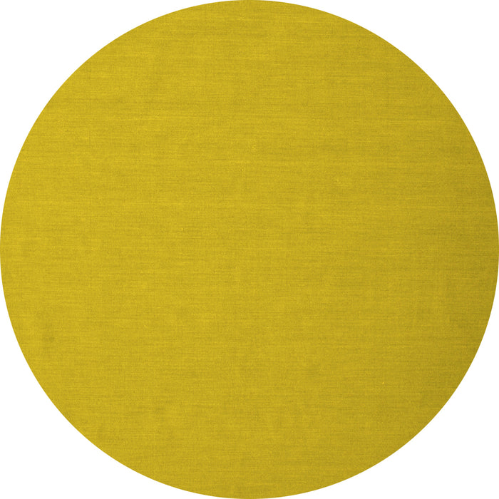 Round Machine Washable Abstract Yellow Contemporary Rug, wshcon624yw