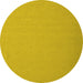 Round Machine Washable Abstract Yellow Contemporary Rug, wshcon624yw