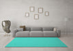 Machine Washable Abstract Turquoise Contemporary Area Rugs in a Living Room,, wshcon624turq