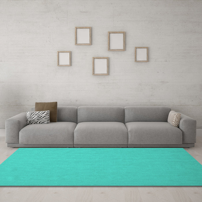 Machine Washable Abstract Turquoise Contemporary Area Rugs in a Living Room,, wshcon624turq