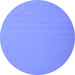 Round Abstract Blue Contemporary Rug, con624blu