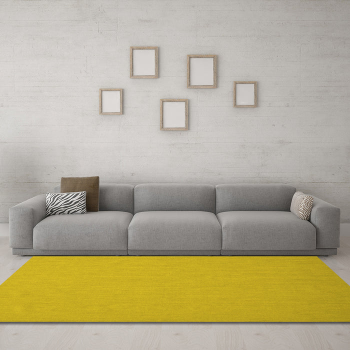 Machine Washable Abstract Yellow Contemporary Rug in a Living Room, wshcon624yw