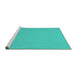 Sideview of Machine Washable Abstract Turquoise Contemporary Area Rugs, wshcon624turq