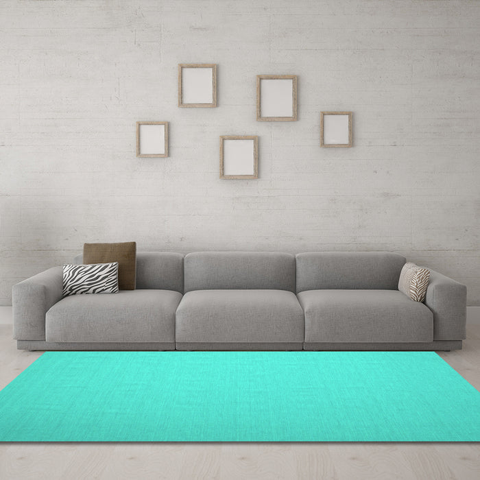 Machine Washable Abstract Turquoise Contemporary Area Rugs in a Living Room,, wshcon625turq