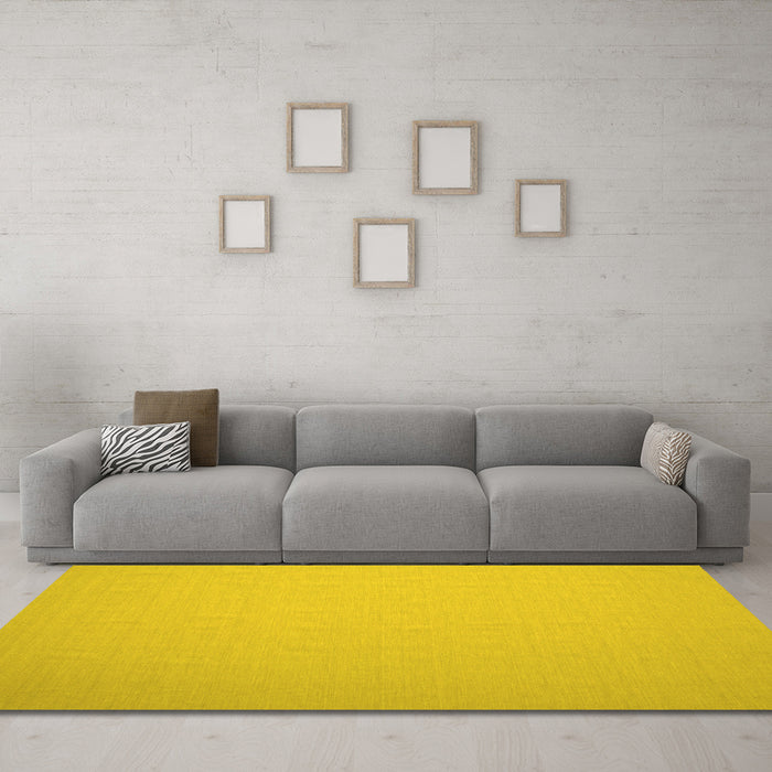 Machine Washable Abstract Yellow Contemporary Rug in a Living Room, wshcon625yw