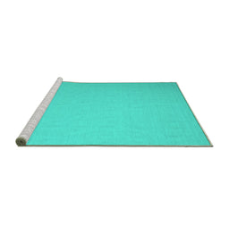Sideview of Machine Washable Abstract Turquoise Contemporary Area Rugs, wshcon625turq