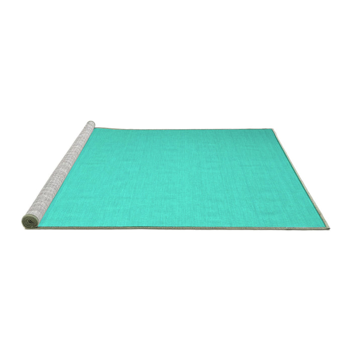 Sideview of Machine Washable Abstract Turquoise Contemporary Area Rugs, wshcon625turq