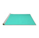 Sideview of Machine Washable Abstract Turquoise Contemporary Area Rugs, wshcon625turq