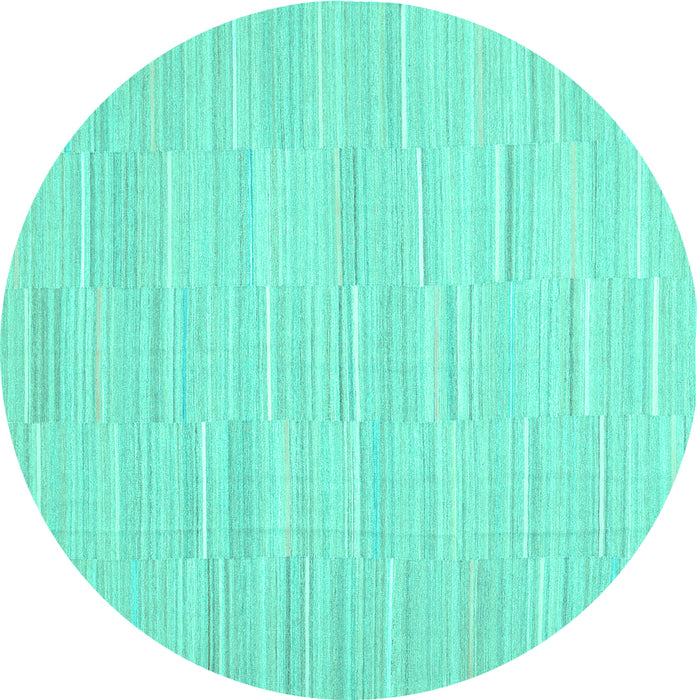 Round Machine Washable Solid Turquoise Modern Area Rugs, wshcon626turq