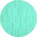 Round Machine Washable Solid Turquoise Modern Area Rugs, wshcon626turq