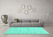 Machine Washable Solid Turquoise Modern Area Rugs in a Living Room,, wshcon626turq